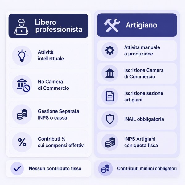 Differenza tra artigiano e libero professionista ai fini della partita IVA